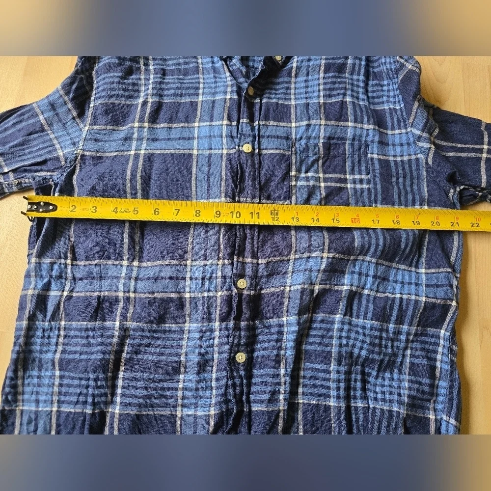 J.Crew 100% Linen Long Sleeve Plaid Button Down Size Large